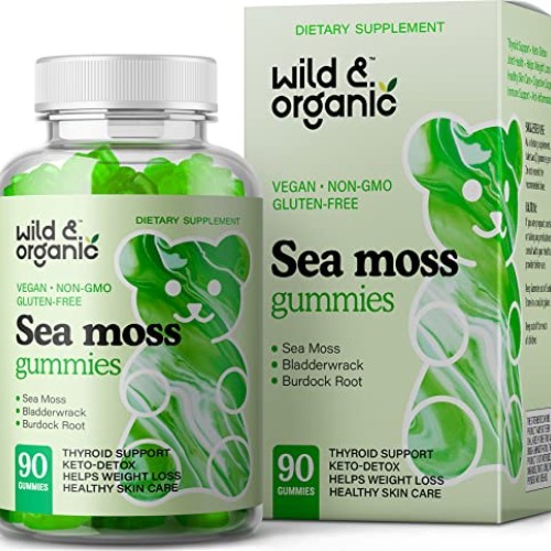 Wild & Organic Sea Moss Gummies Vegan - Superfood Wildcrafted Sea...