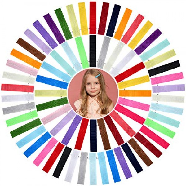 100 Pieces Baby Hair Clips Grosgrain Ribbon Hair Pins Colorful Al...