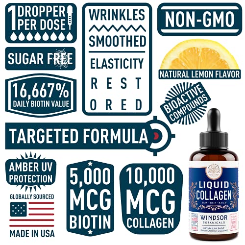 Concentrated Liquid Collagen Peptides Supplement - Hair, Skin, Na...