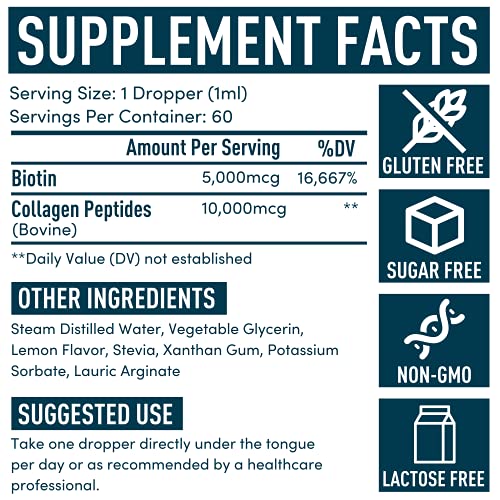 Concentrated Liquid Collagen Peptides Supplement - Hair, Skin, Na...