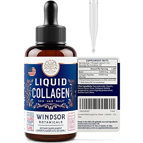 Concentrated Liquid Collagen Peptides Supplement - Hair, Skin, Na...