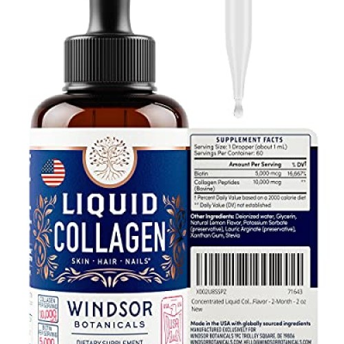 Concentrated Liquid Collagen Peptides Supplement - Hair, Skin, Na...