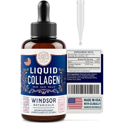 Concentrated Liquid Collagen Peptides Supplement - Hair, Skin, Na...