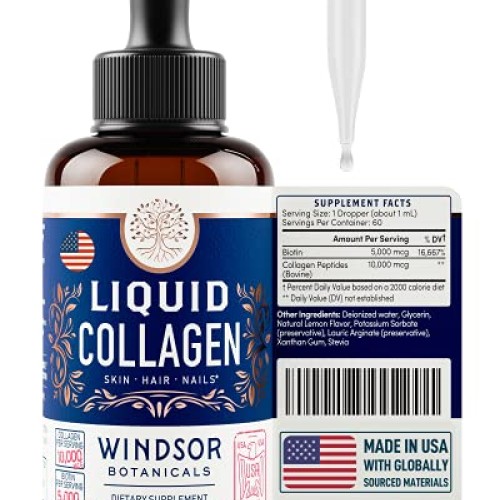 Concentrated Liquid Collagen Peptides Supplement - Hair, Skin, Na...
