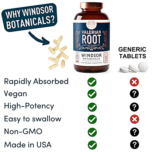Valerian Root Extract Capsules Supplement - Windsor Botanicals Ma...