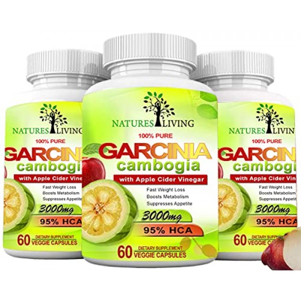 Pure Garcinia Cambogia Extract & Apple Cider Vinegar- 3000mg Caps...