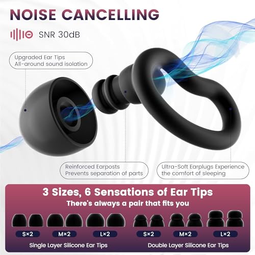 Noise Cancelling Ear Plugs for Sleeping - 2 Pairs Reusable Soft S...