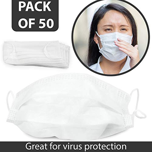 50 pack disposable face mask, 2- PLY, Anti Virus, Dust Mask Breat...