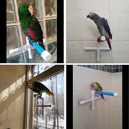 Bird Portable Suction Cup Shower Perch Window Wall Standing Platf...