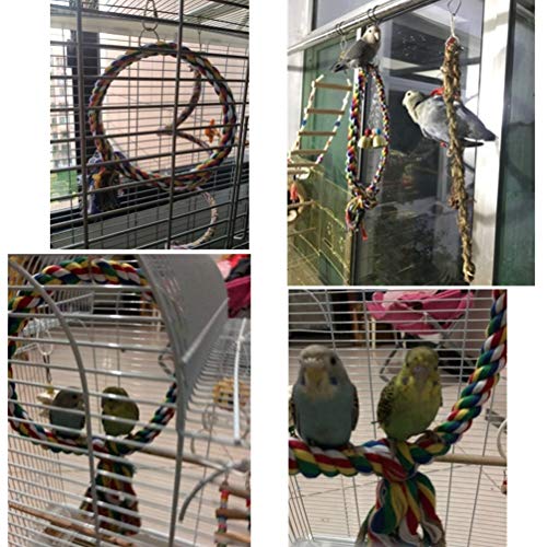 Bird Rope Swing Colorful Perch Climbing Toy for Parrots Budgie Pa...