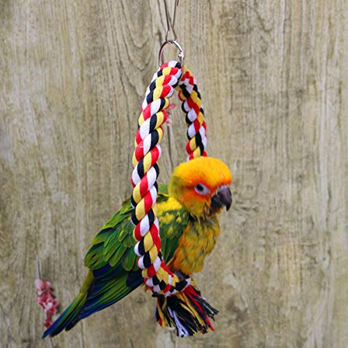 Bird Rope Swing Colorful Perch Climbing Toy for Parrots Budgie Pa...