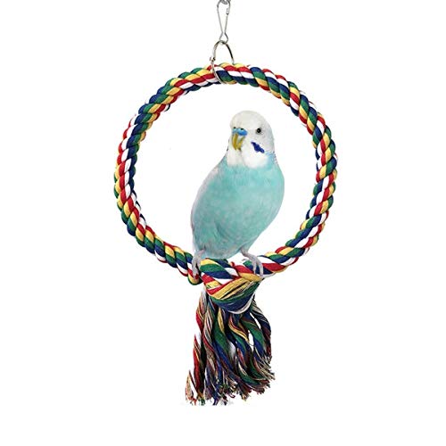 Bird Rope Swing Colorful Perch Climbing Toy for Parrots Budgie Pa...
