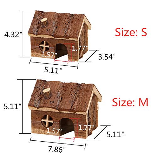 Hamster Wooden House with Chimney Small Pets Hideout for Dwarf Ha...