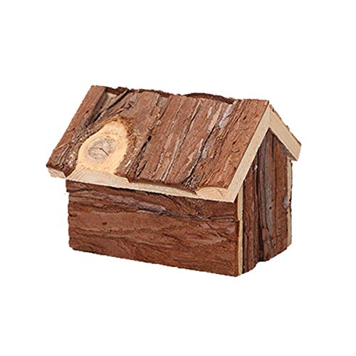 Hamster Wooden House with Chimney Small Pets Hideout for Dwarf Ha...