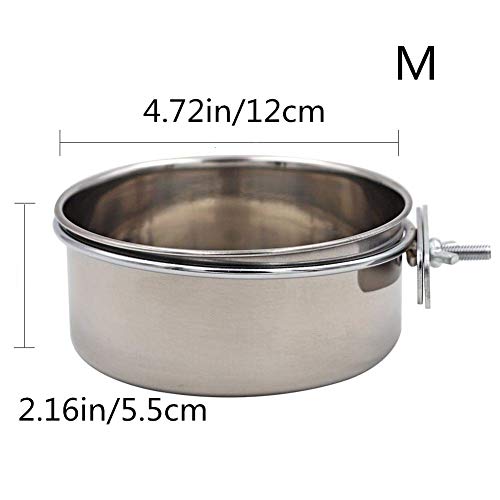 Pet Food Water Bowl with Clamp Holder Stainless Steel Coop Cup Ha...