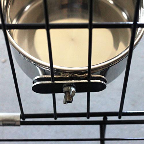 Pet Food Water Bowl with Clamp Holder Stainless Steel Coop Cup Ha...