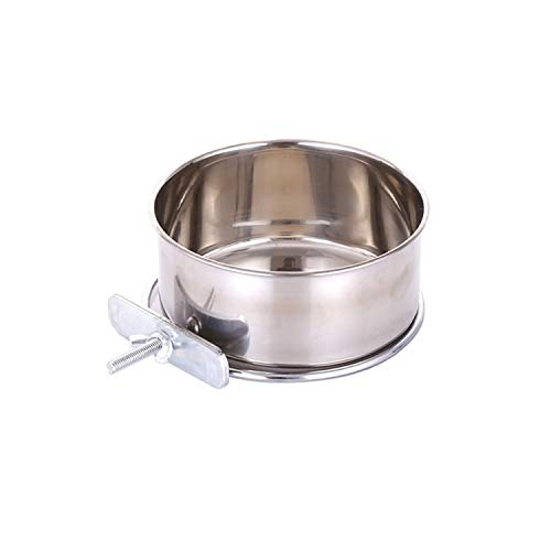 Pet Food Water Bowl with Clamp Holder Stainless Steel Coop Cup Ha...