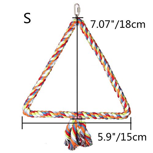 Wontee Bird Triangle Rope Swing Colorful Perch Chewing Toy for Pa...