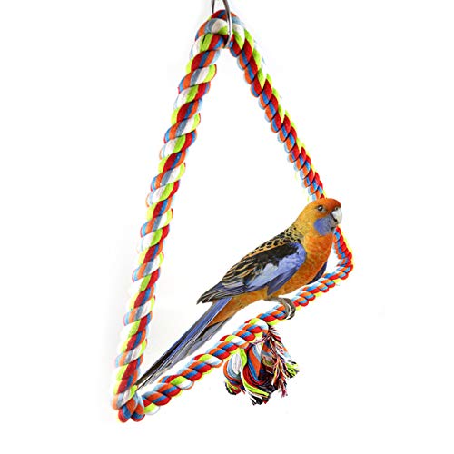 Wontee Bird Triangle Rope Swing Colorful Perch Chewing Toy for Pa...
