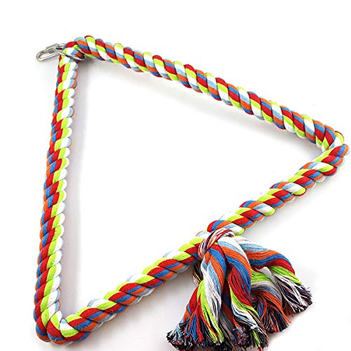 Wontee Bird Triangle Rope Swing Colorful Perch Chewing Toy for Pa...