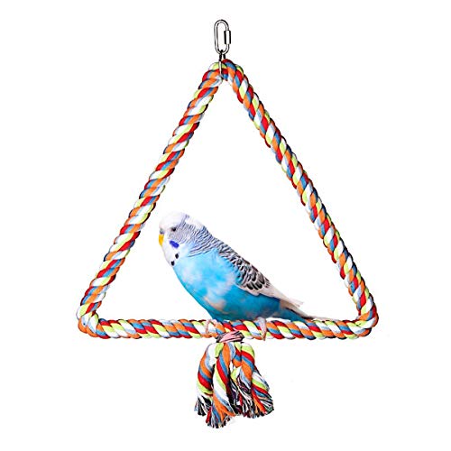 Wontee Bird Triangle Rope Swing Colorful Perch Chewing Toy for Pa...