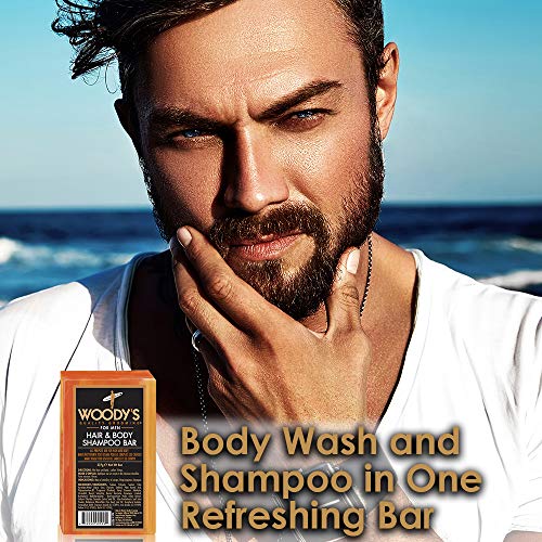 Woodys Hair & Body Shampoo Bar for Men, All Purpose Bar for Hair...