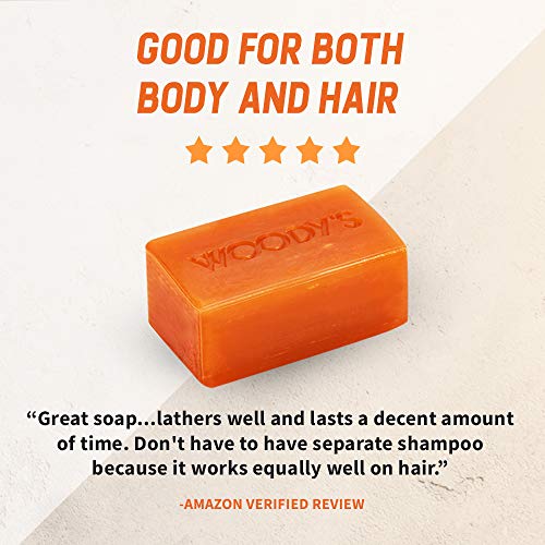 Woodys Hair & Body Shampoo Bar for Men, All Purpose Bar for Hair...