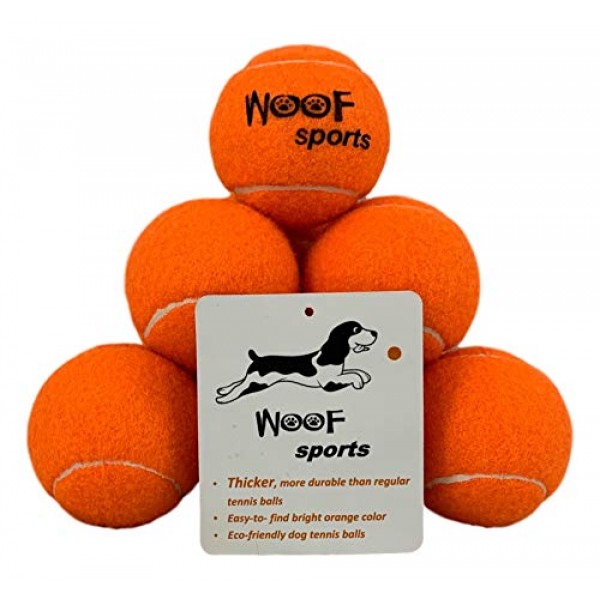 Dog Tennis Balls by Woof Sports - 12 Orange Tennis Balls for Dogs...