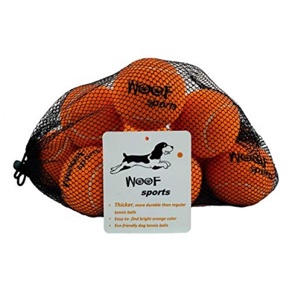 Dog Tennis Balls by Woof Sports - 12 Orange Tennis Balls for Dogs...