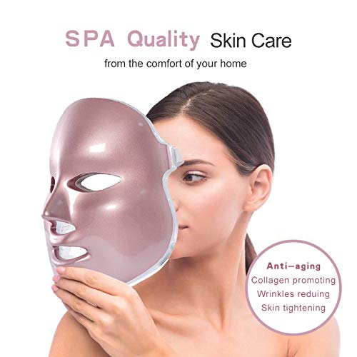 WQU LED 7 Colors Face Skin Care Mask 2021 New-Updated LED Therapy...