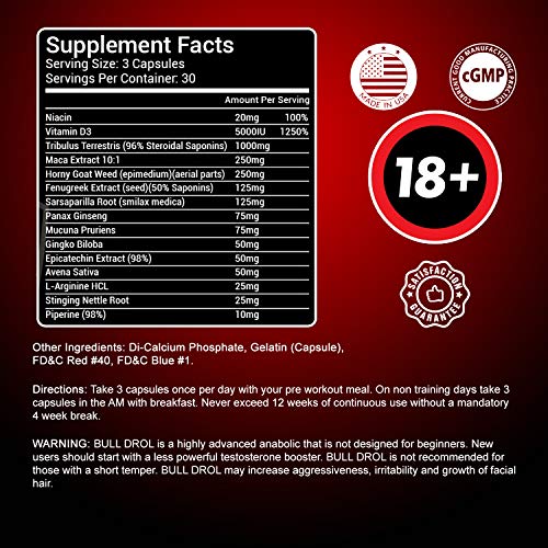 Bull Drol Strongest Mens T Boost - Explosiveness, Po...