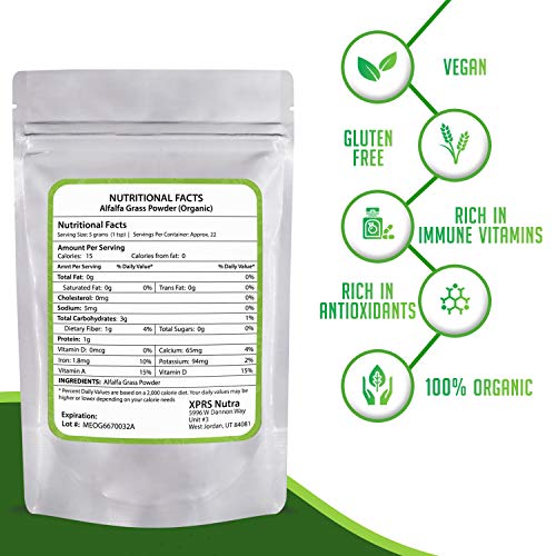 XPRS Nutra Organic Alfalfa Powder - Premium Vegan Alfalfa Supplem...