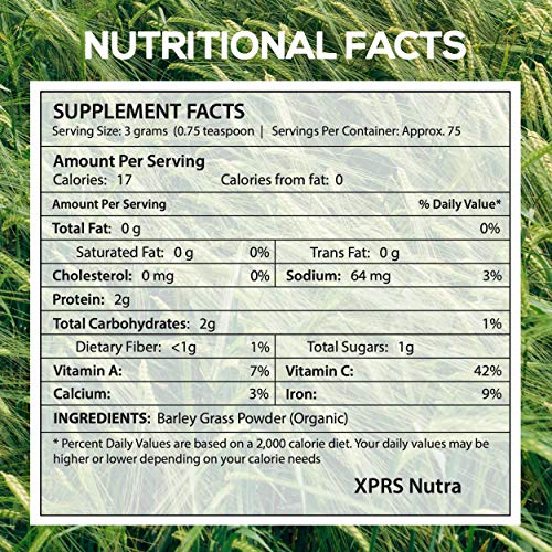 XPRS Nutra Organic Barley Grass Powder - 8 oz Premium Barley Powd...