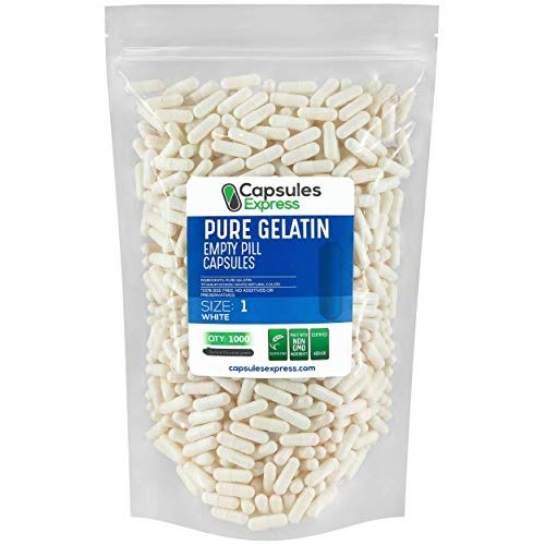 XPRS Nutra Size 1 Empty Capsules - 1000 Count Empty Gelatin Capsu...