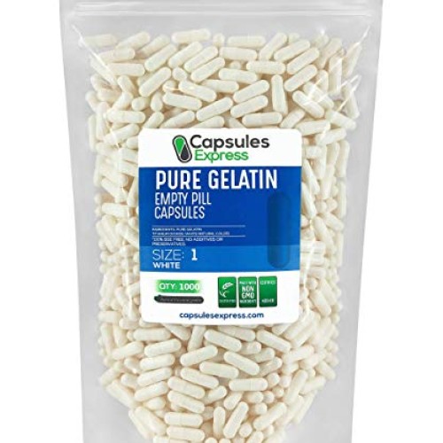 XPRS Nutra Size 1 Empty Capsules - 1000 Count Empty Gelatin Capsu...