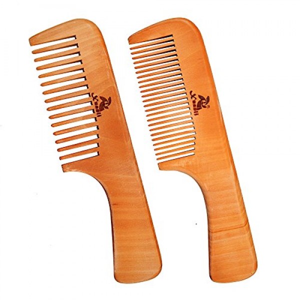 3 PCS Peach Wooden Comb Women and Men Comb - Wide & Narrow Tooth ...