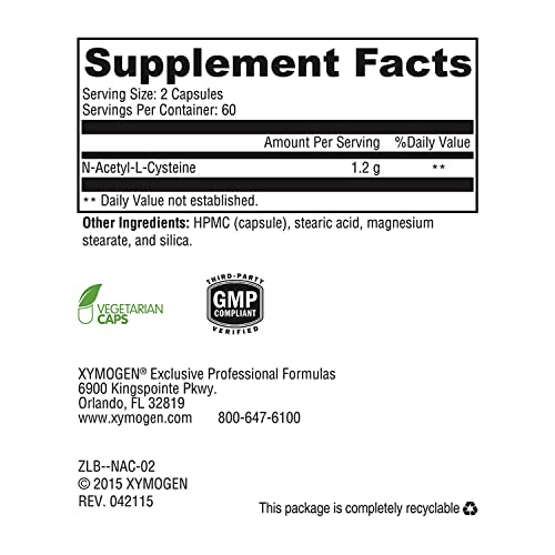 Xymogen NAC N-Acetyl-Cysteine 600mg - Cardiovascular, Antioxidant...