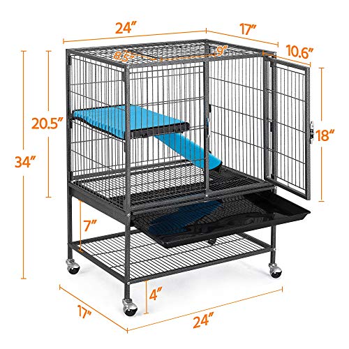 YAHEETECH 2-Tier 34 Inch Height Cat Enclosure Ferret Cage Playpen...