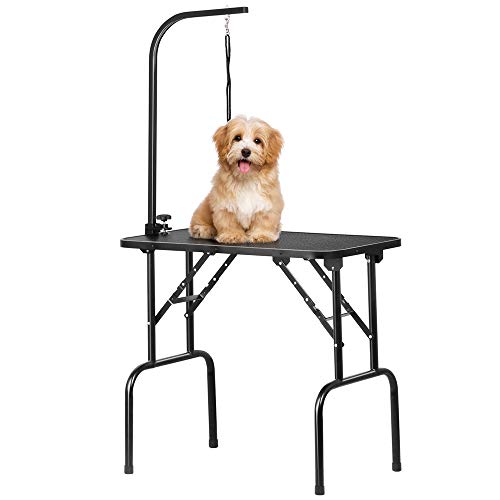 Yaheetech 32-inch Portable Pet Dog Grooming Table w/arm/Noose Black