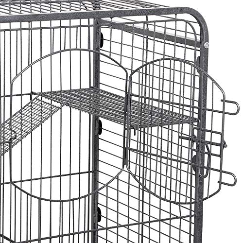 Yaheetech 37’’ Metal Cat Kitten Cage Small Animals Hutch w/ 2 Fro...