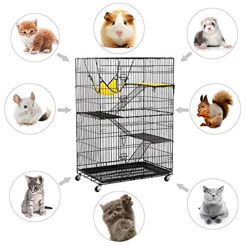 Yaheetech 4-Tier Kitten Cat Ferret Cage Cat Playpen, Black