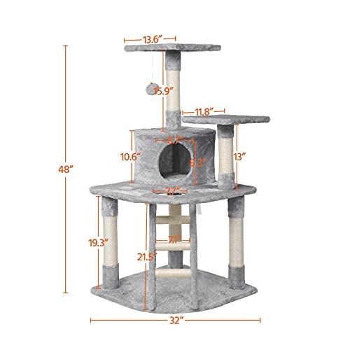 Yaheetech 48in Cat Tree Cat Tower Stand House Furniture Kitty Act...