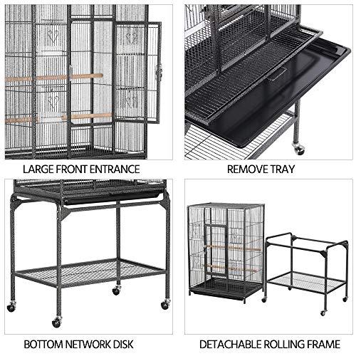 YAHEETECH 54-inch Wrought Iron Standing Large Parrot Parakeet Fli...