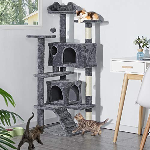 Yaheetech 54in Cat Tree Tower Condo Furniture Scratch Post for Ki...