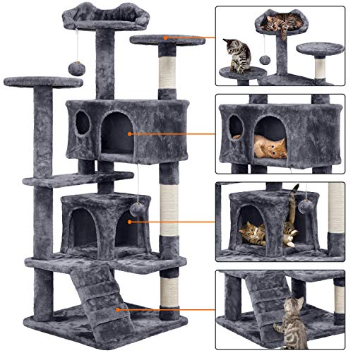 Yaheetech 54in Cat Tree Tower Condo Furniture Scratch Post for Ki...