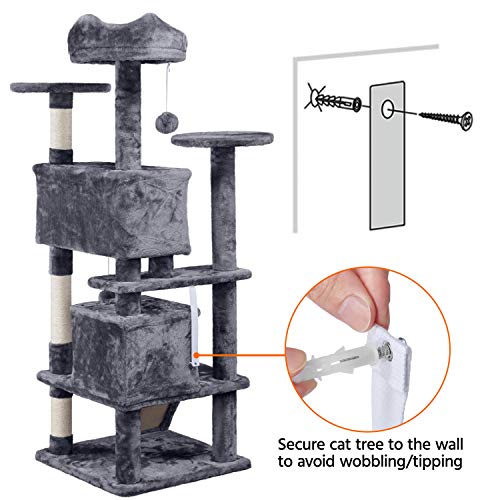 Yaheetech 54in Cat Tree Tower Condo Furniture Scratch Post for Ki...