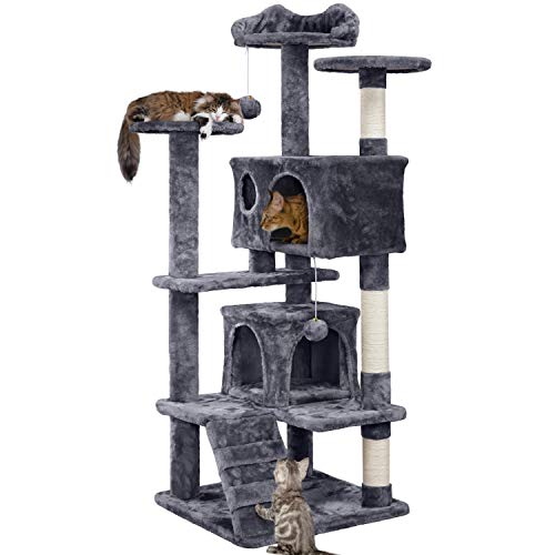 Yaheetech 54in Cat Tree Tower Condo Furniture Scratch Post for Ki...