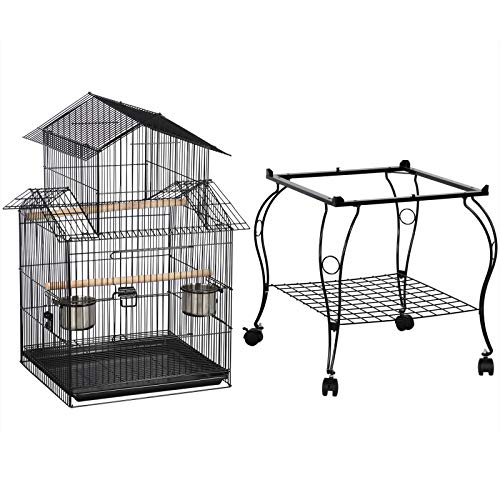 YAHEETECH 55-inch Rolling Standing Triple Roof Top Medium Parrot ...