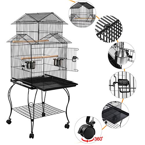 YAHEETECH 55-inch Rolling Standing Triple Roof Top Medium Parrot ...