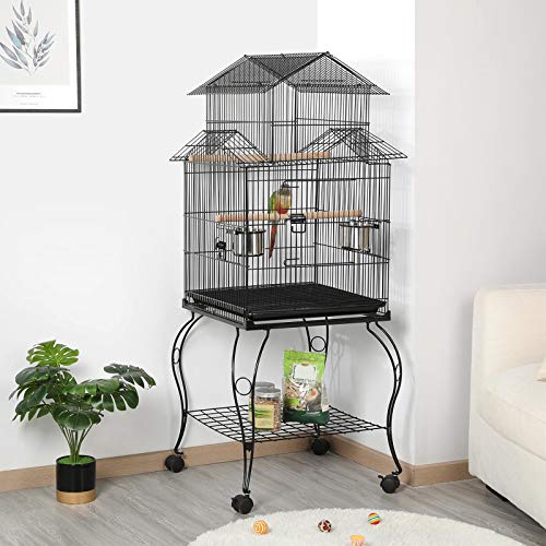YAHEETECH 55-inch Rolling Standing Triple Roof Top Medium Parrot ...